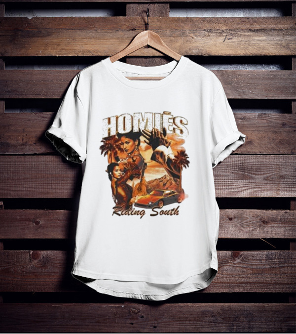 Homies Riding South Vintage Sunset Car Palms T-Shirt