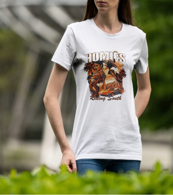 Homies Riding South Vintage Sunset Car Palms T-Shirt