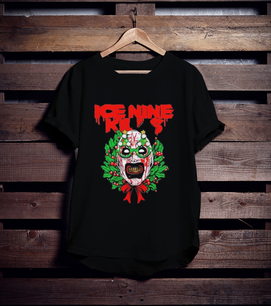 Ice Nine Kills Horror Christmas Wreath Mask T-Shirt