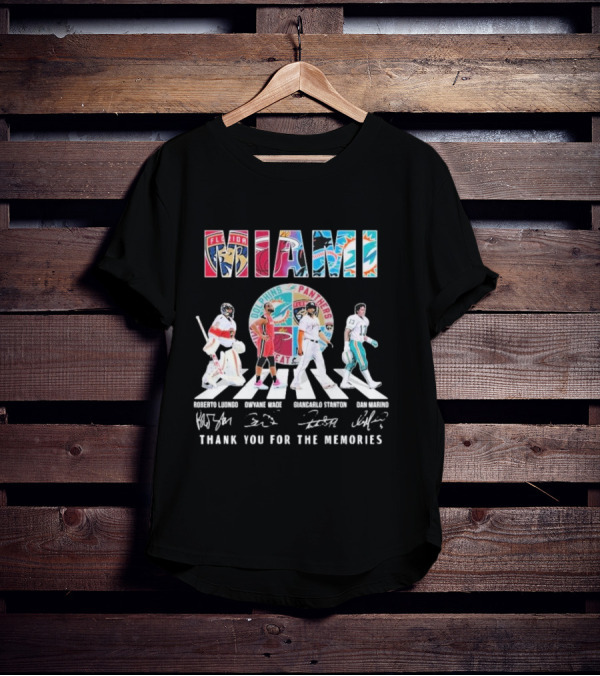 Miami Dolphins Panthers Heat Marlins Marino Luongo Wade Stanton Thank You For The Memories T-Shirt