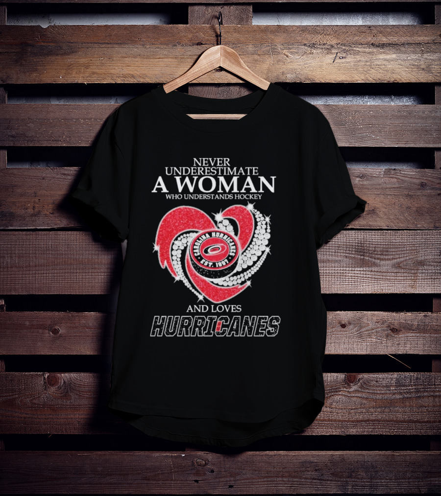 Never Underestimate A Woman Who Understands Hockey And Loves Carolina Hurricanes Est. 1997 T-Shirt