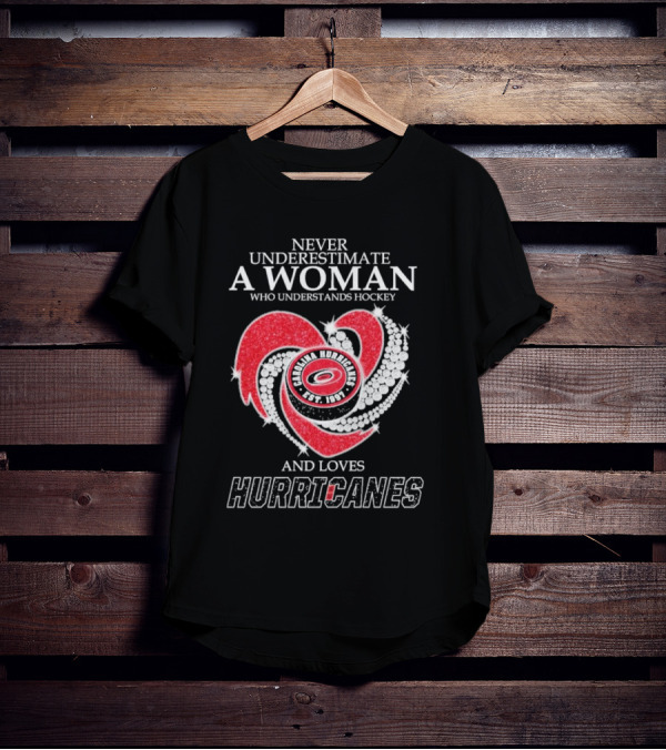 Never Underestimate A Woman Who Understands Hockey And Loves Carolina Hurricanes Est. 1997 T-Shirt