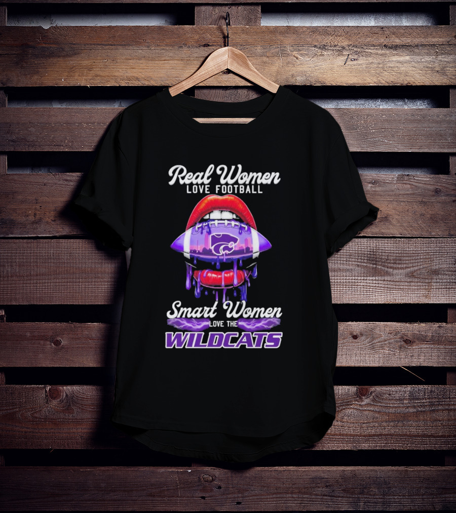 Real Women Love Football Smart Women Love The Wildcats Kansas State Lips T-Shirt