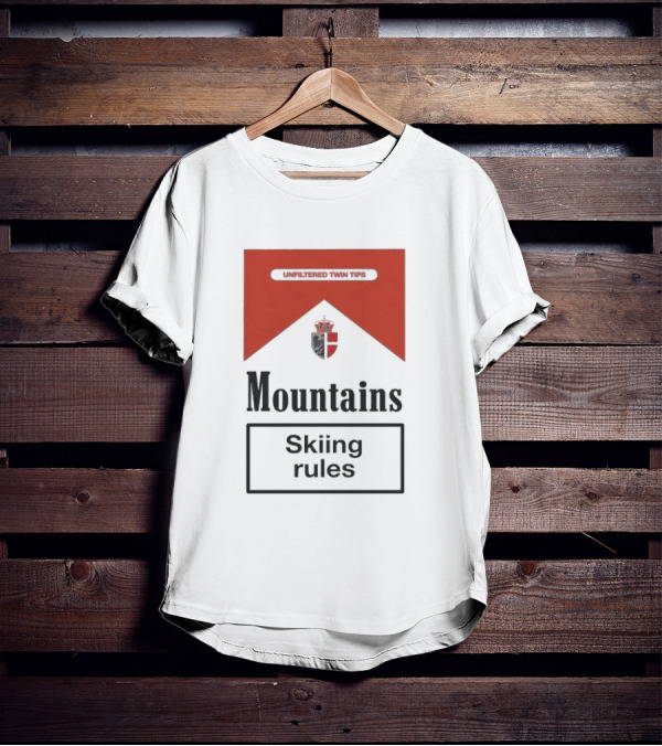 Unfiltered Twin Tips Mountains Skiing Rules Crest T-Shirt