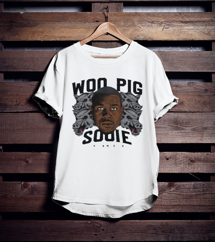 Woo Pig Sooie Darren McFadden Portrait With Razorback Heads T-Shirt