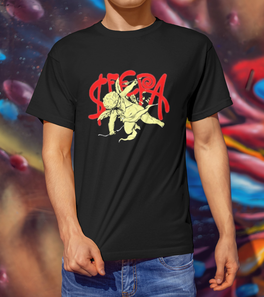 Sfera Ebbasta Cupido Cherub Red Lettering T-Shirt