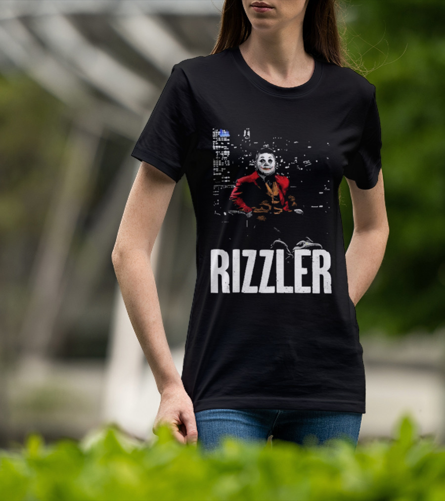 Rizzler Shitheadsteve Joker Style Cityscape Background T-Shirt