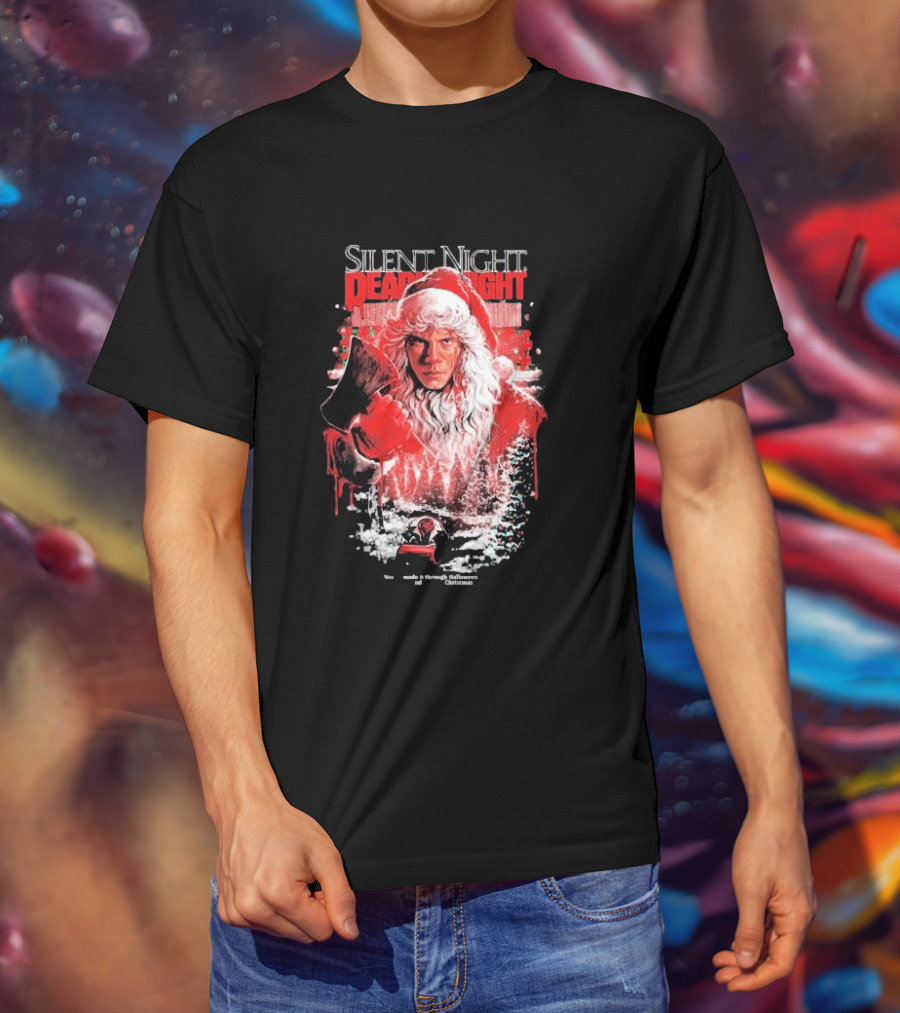 Silent Night Deadly Night Santa's Slay With Axe In Creepy Christmas Scene T-Shirt