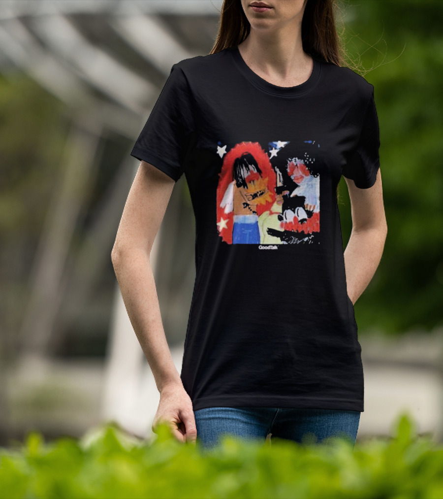 Gigi Goodtalk Skaiwater Artwork With Stars And Cartoon Figures T-Shirt