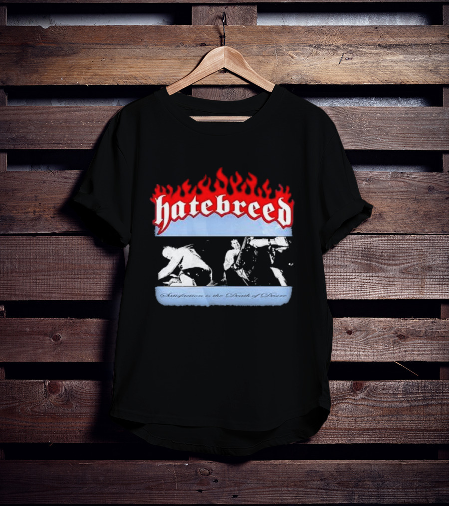 Hatebreed Flames Satisfaction Is The Death Of Desire Black And White Band Scene T-Shirt