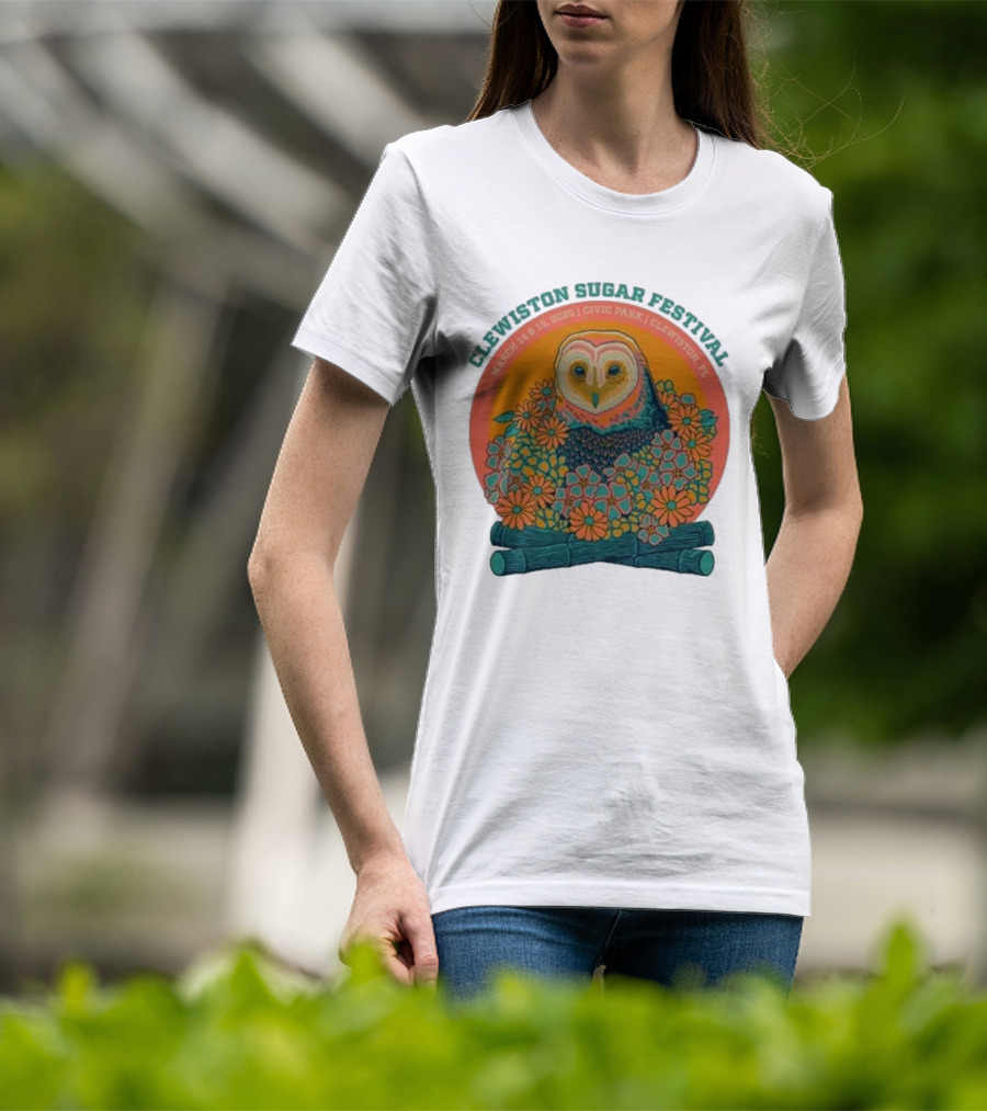 Clewiston Sugar Festival March 14-15 2025 Civic Park Clewiston FL Owl And Flowers T-Shirt