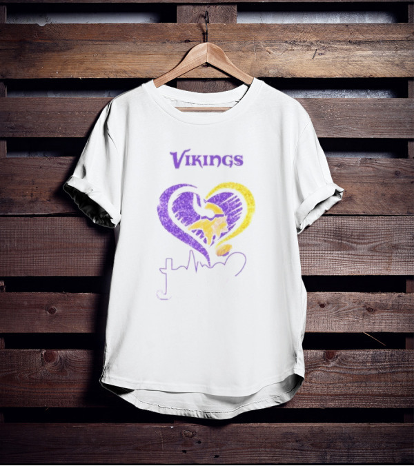 Vikings Heart Jesus Purple And Gold Minnesota T-Shirt