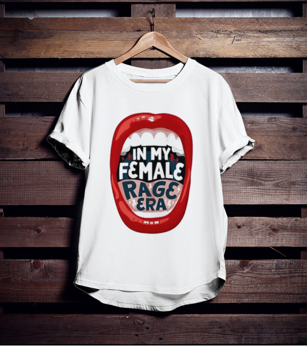 The Reswiftance In My Female Rage Era Red Lips Bold Typography T-Shirt