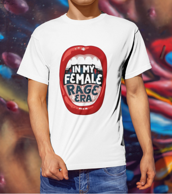 The Reswiftance In My Female Rage Era Red Lips Bold Typography T-Shirt