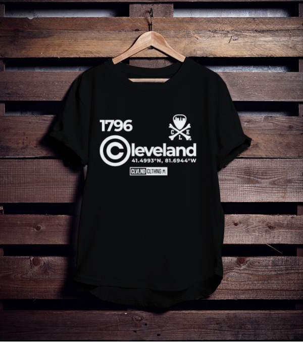 1796 Copyright Cleveland CLVNLD CLTHNG Coordinates 41.4993°N 81.6944°W CLE T-Shirt