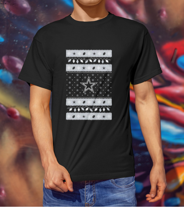 Dallas Cowboys Star Holiday Lights Merry Christmas T-Shirt