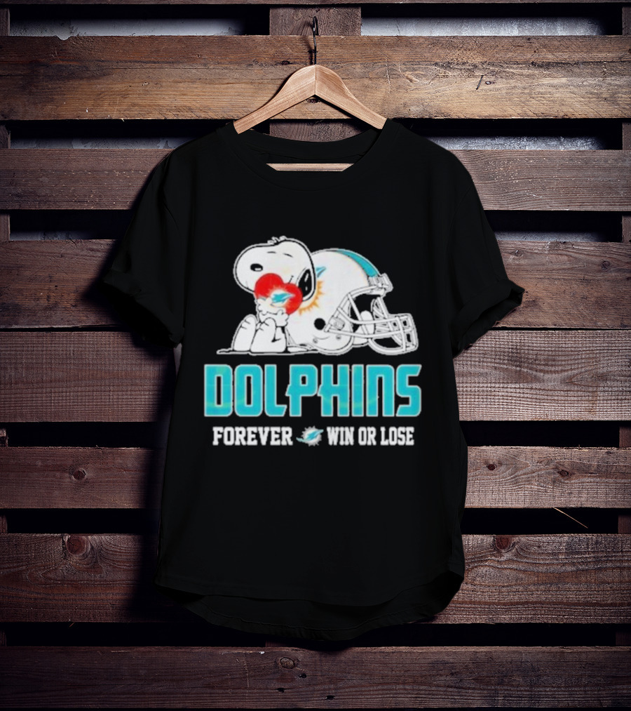 Dolphins Forever Win Or Lose Snoopy Miami Helmet T-Shirt