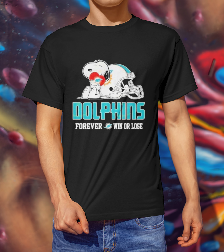 Dolphins Forever Win Or Lose Snoopy Miami Helmet T-Shirt