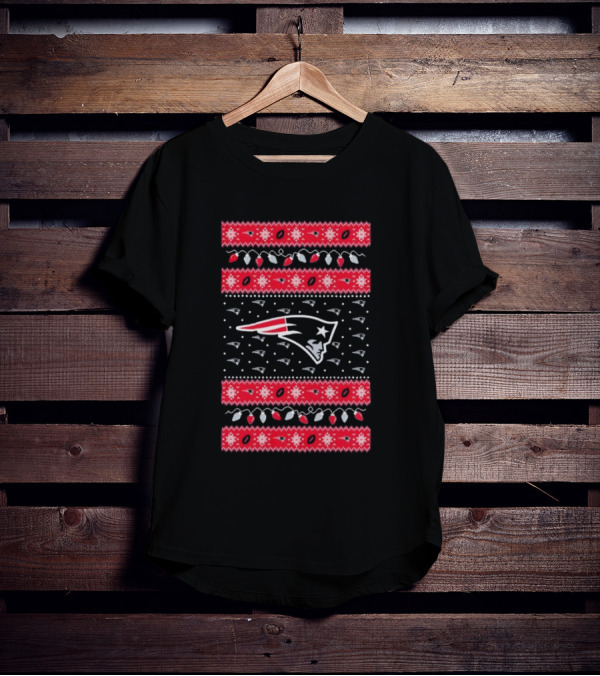 New England Patriots Christmas Holiday Lights T-Shirt