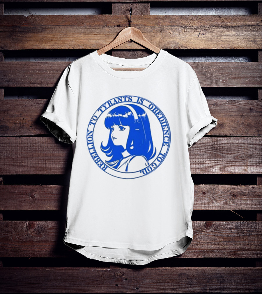Rebellion To Tyrants Is Obedience To God Blue Anime T-Shirt