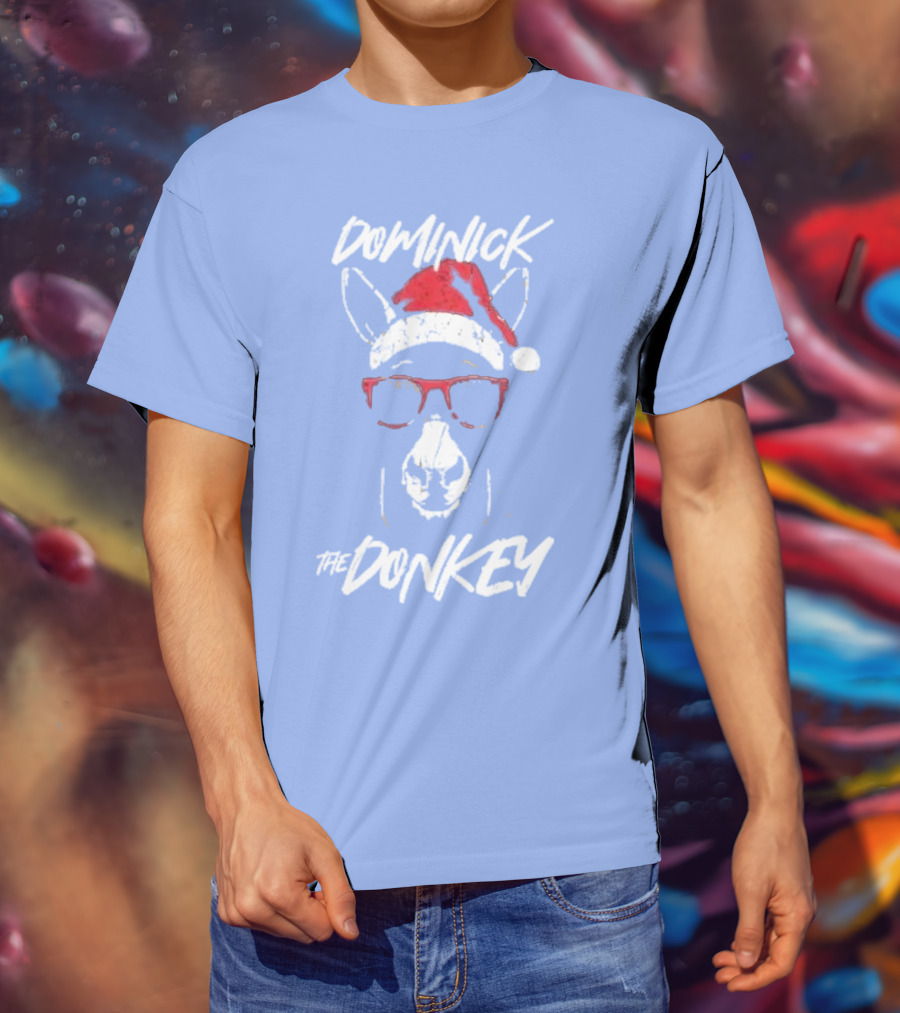 Dominick The Donkey Santa Hat Christmas Holiday T-Shirt