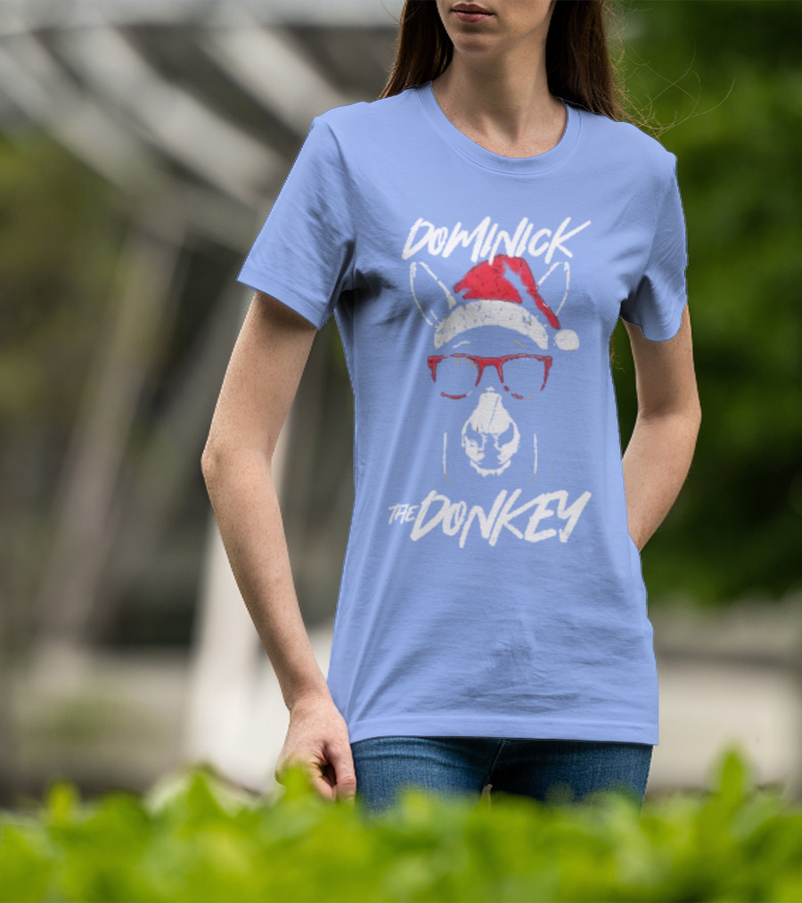 Dominick The Donkey Santa Hat Christmas Holiday T-Shirt