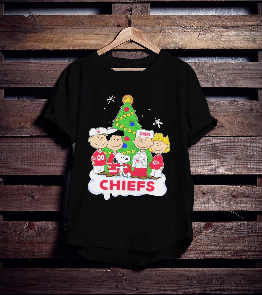 Kansas City Chiefs Snoopy Christmas Peanuts Characters Chiefs NFL Holiday T-Shirt