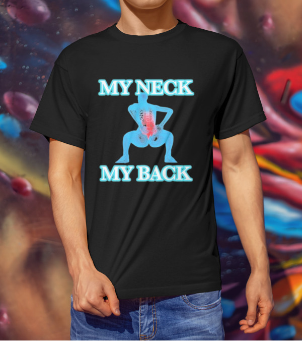 MY NECK MY BACK Skeleton Squatting With Lumbar Highlight T-Shirt