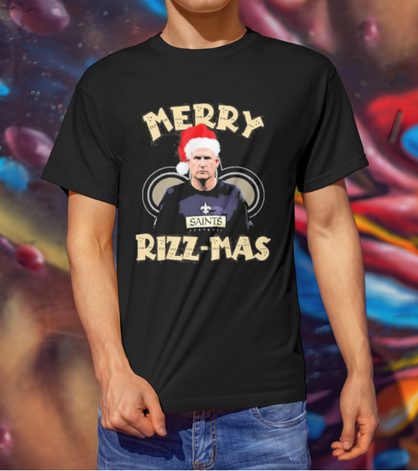 New Orleans Saints Merry Rizz-Mas Santa Hat Coach T-Shirt
