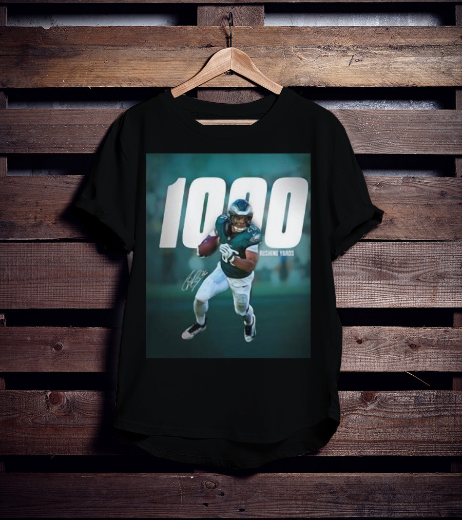 1000 Rushing Yards Football Player Signature T-Shirt
