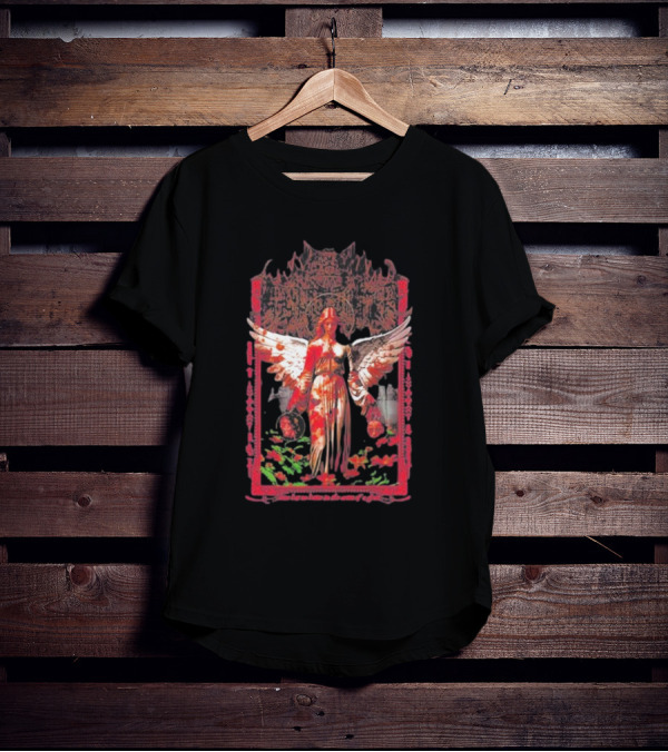 Warfare Angel Reap What This Life Has Sowed Gothic Winged Figure With Floral Accents T-Shirt