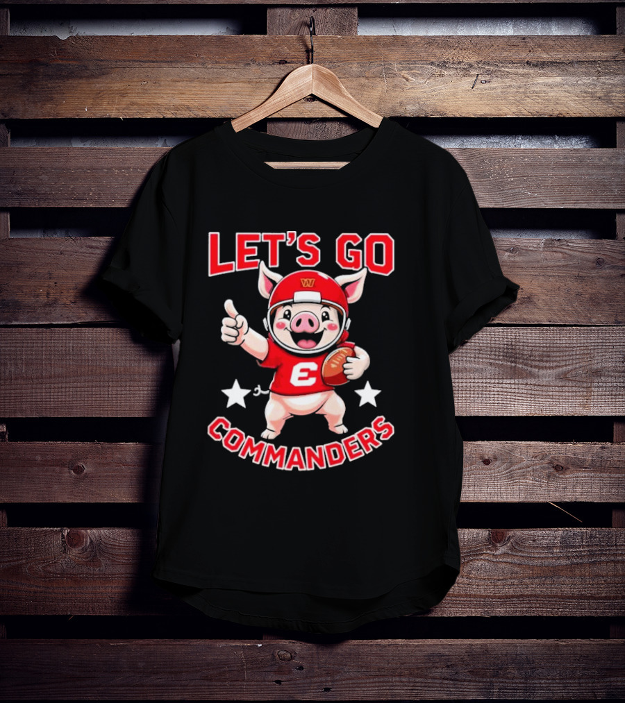 Let's Go Commanders Pig Mascot Thumbs Up Football T-Shirt