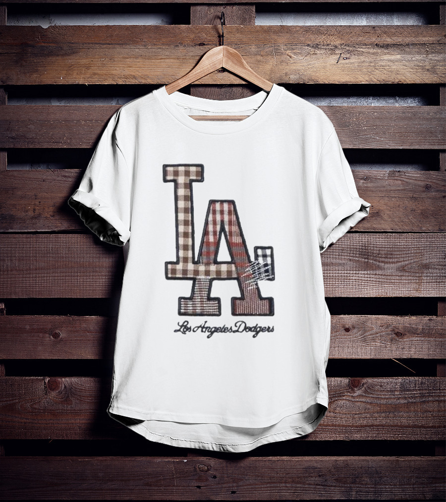 Los Angeles Dodgers Preppy Plaid LA T-Shirt