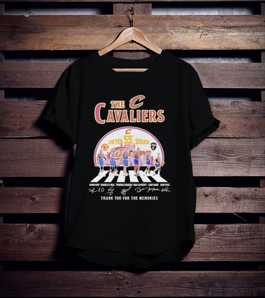 The Cavaliers 55 Years 1970-2025 Shawn Kemp Shaquille O'Neal Zydrunas Ilgauskas Brad Daugherty Larry Nance Mark Price Thank You For The Memories T-Shirt