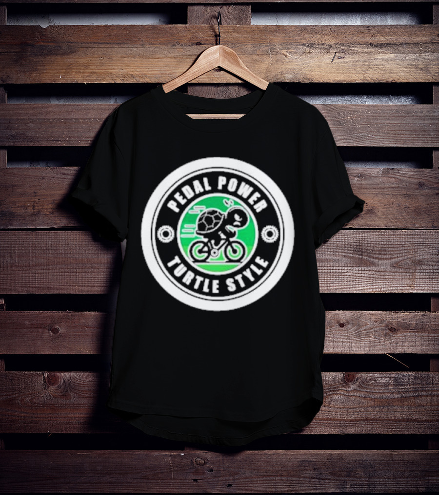 Pedal Power Turtle Style Bike Riding Speed Badge T-Shirt