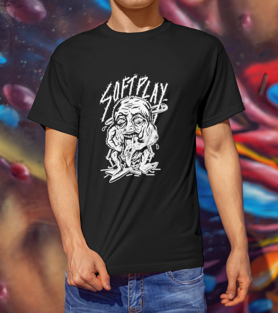 Soft Play Punk Monster Face Eating Muscly Figure T-Shirt