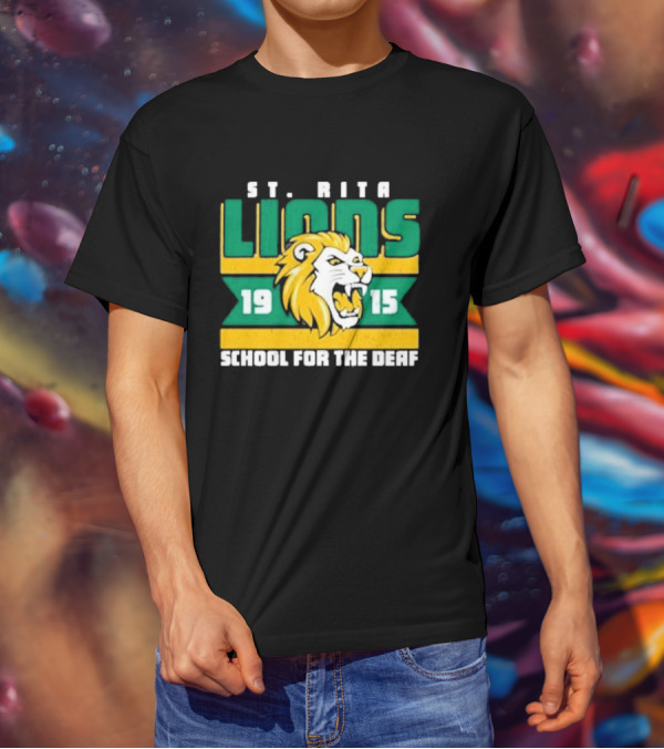 St. Rita Lions 1915 School For The Deaf Roaring Lion Emblem T-Shirt
