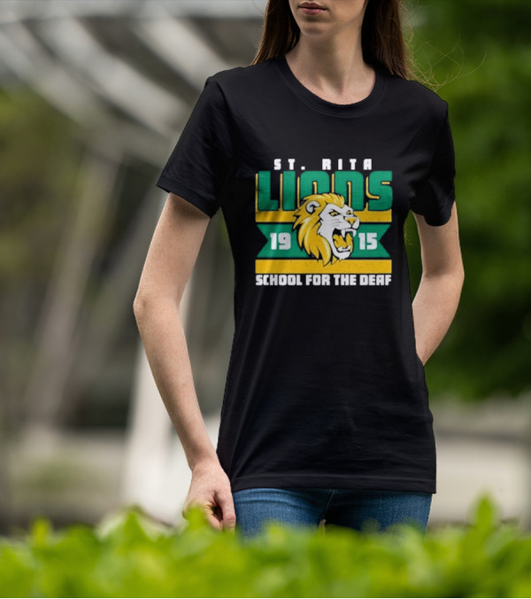 St. Rita Lions 1915 School For The Deaf Roaring Lion Emblem T-Shirt