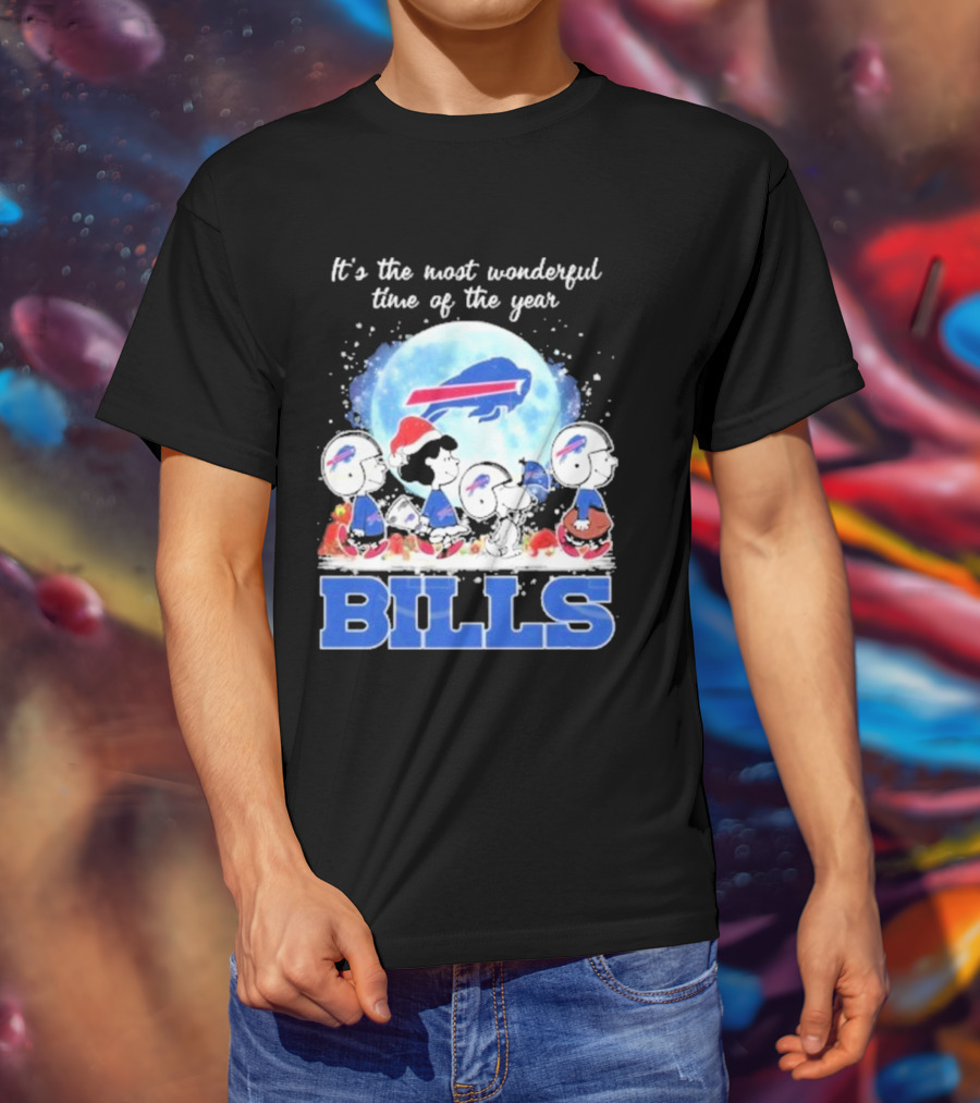 It's The Most Wonderful Time Of The Year Buffalo Bills Peanuts Football Holiday T-Shirt
