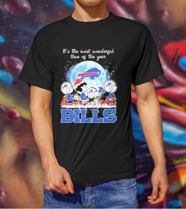 It's The Most Wonderful Time Of The Year Buffalo Bills Peanuts Football Holiday T-Shirt