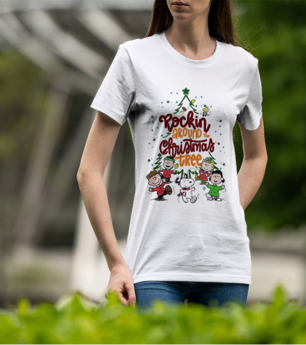 Snoopy Rockin Around The Christmas Tree Merry Christmas T-Shirt