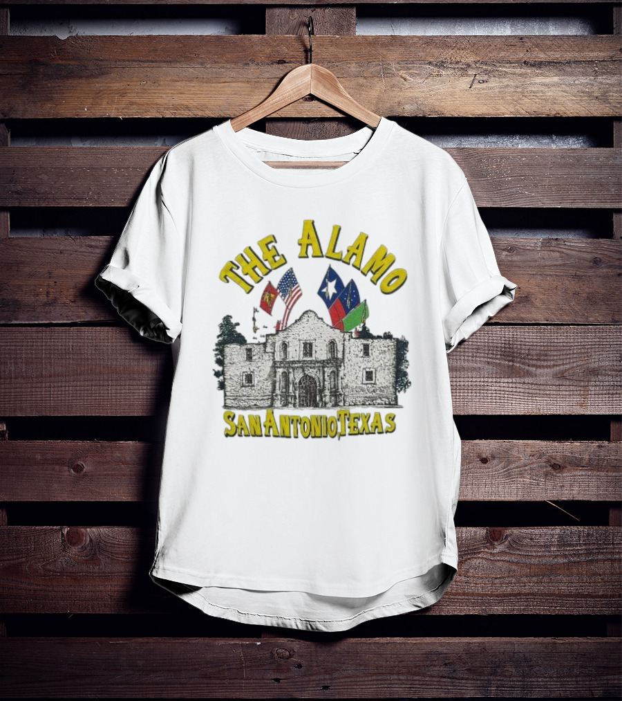 The Alamo San Antonio Texas Flags Historic Landmark Image T-Shirt