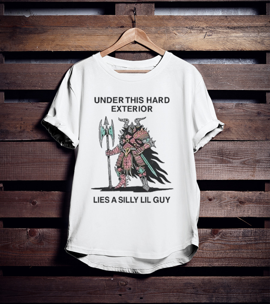 Under This Hard Exterior Lies A Silly Lil Guy Warrior With Axe And Horned Helmet T-Shirt