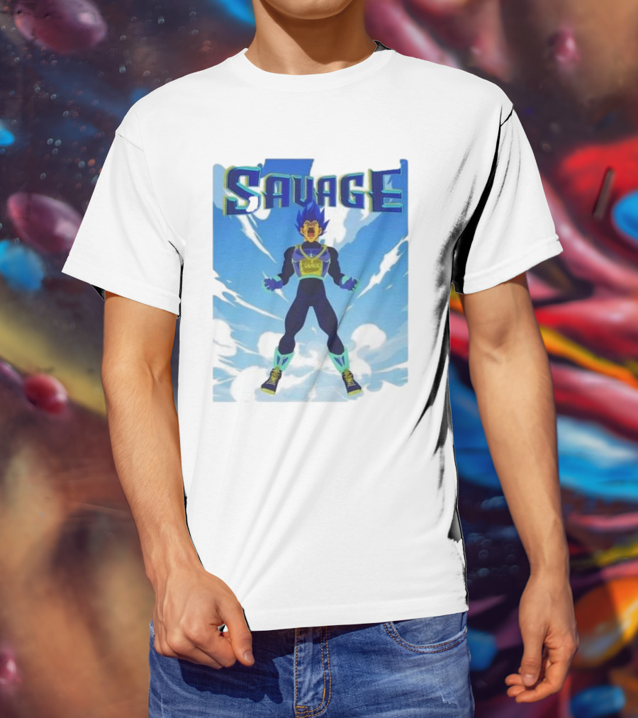 Vegeta Blue Saiyan Savage Super Warrior Transformation Scene T-Shirt