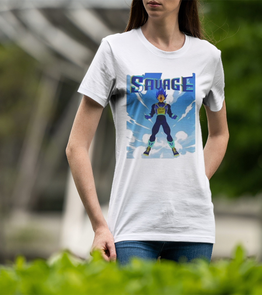 Vegeta Blue Saiyan Savage Super Warrior Transformation Scene T-Shirt