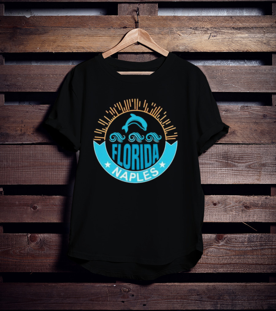 Naples Florida Dolphin Waves Sunburst Stars T-Shirt