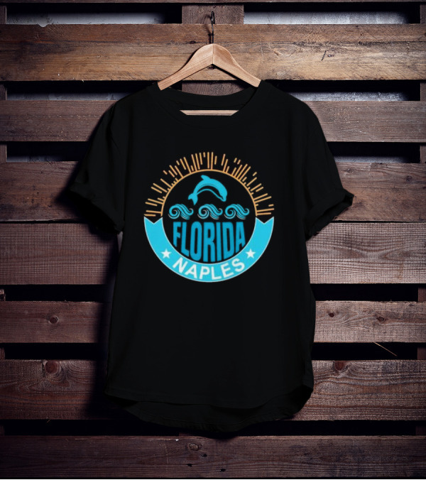 Naples Florida Dolphin Waves Sunburst Stars T-Shirt