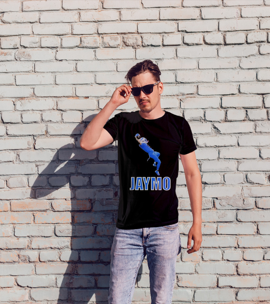 Jaymo Football Catch Jump Athlete Sports Blue Uniform T-Shirt