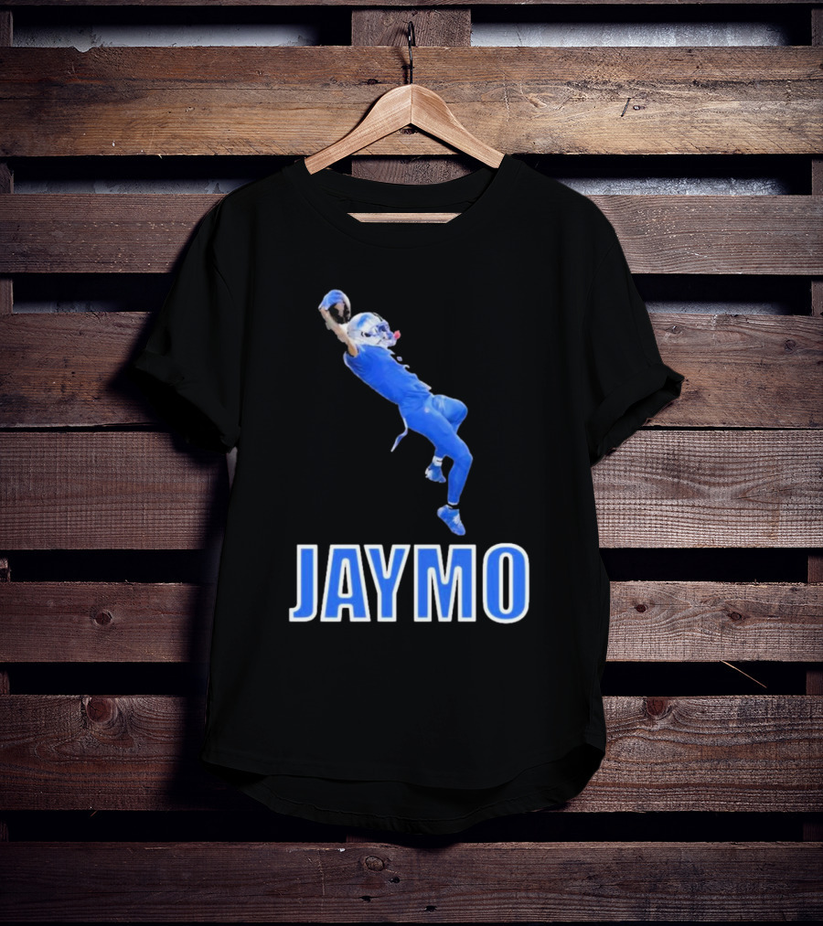 Jaymo Football Catch Jump Athlete Sports Blue Uniform T-Shirt