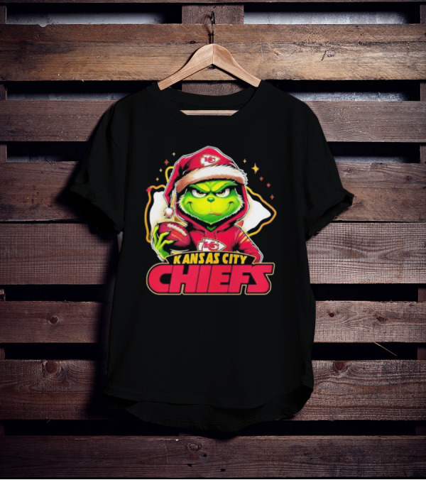 Kansas City Chiefs Grinch Santa Football T-Shirt